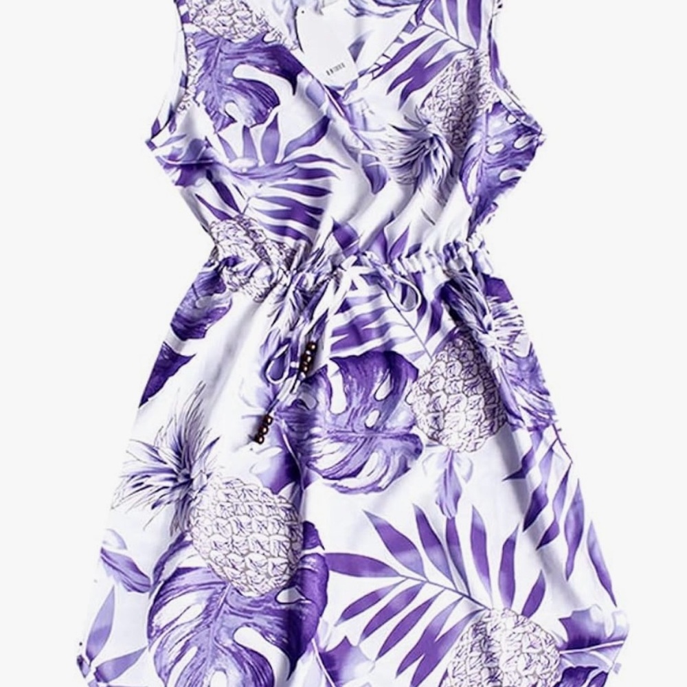 NWT Palmwave Hawaii Purple Tropical Dress